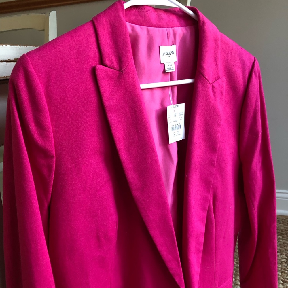 New w Tag: J Crew Linen Blend One Button Blazer. Size 12